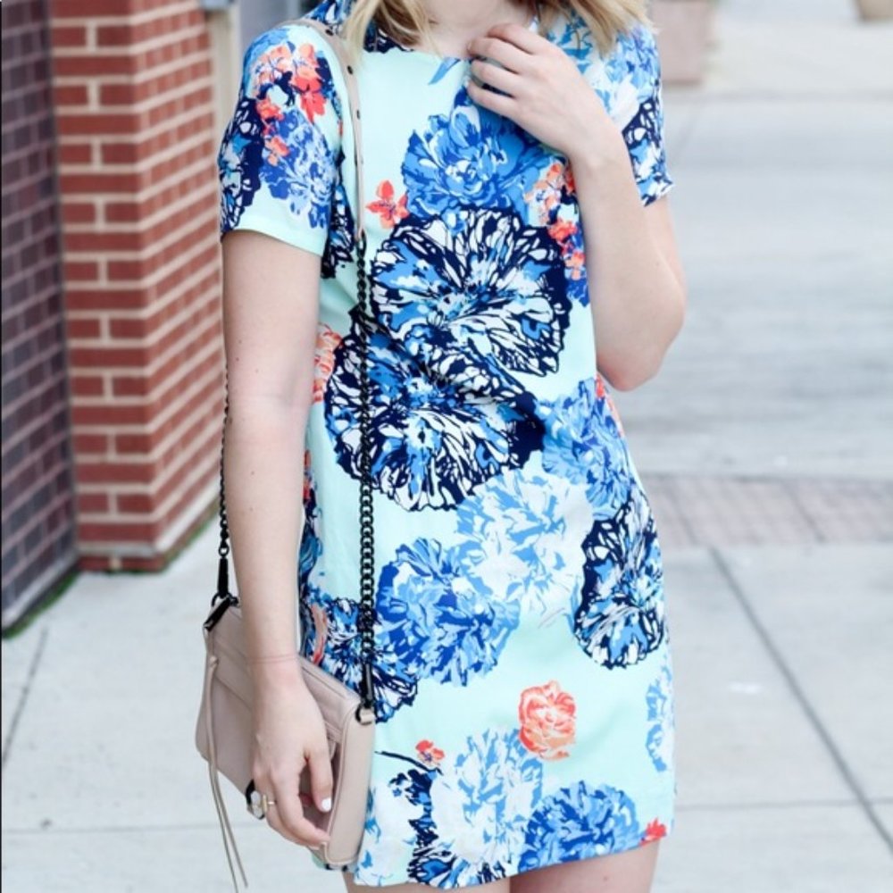 J. Crew Floral Gallery Shift Dress in‎ Mint Green Size 0